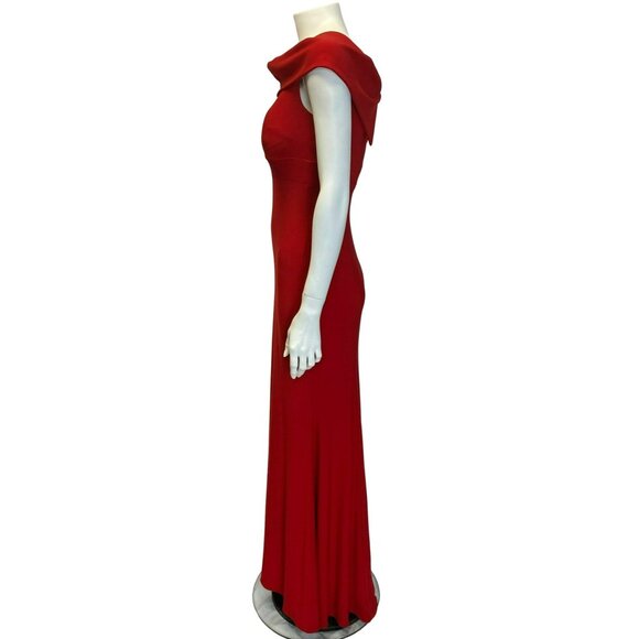 Anthropologie BHLDN Red Formal Dress Gown Sleeveless Long Drape Neck Elegant - Picture 5 of 7